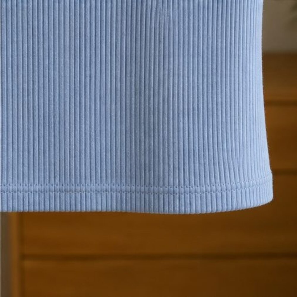 Powder Blue Ribbed Square Neck Top - Picture 6 of 6